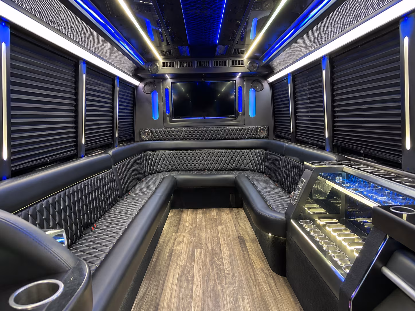 Sugar Land Wedding Transportation party bus exterior