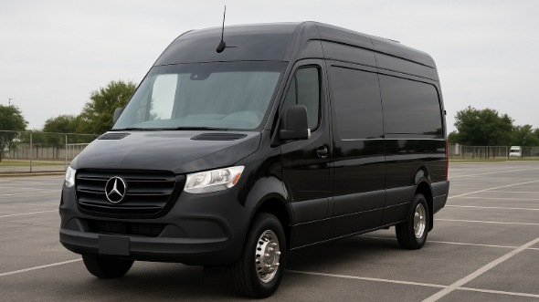Exterior of Charter Bus Company Conroe's 14 Passenger Sprinter Limousine in Conroe
