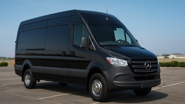 Exterior of Charter Bus Company Houston's 14 Passenger Sprinter Limousine in Houston