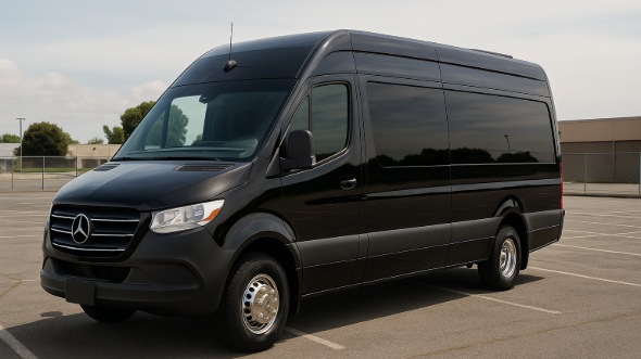 Exterior of Charter Bus Company Missouri City's 14 Passenger Sprinter Limousine in Missouri City