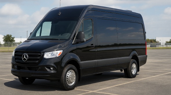 Exterior of Charter Bus Company Pearland's 14 Passenger Sprinter Limousine in Pearland