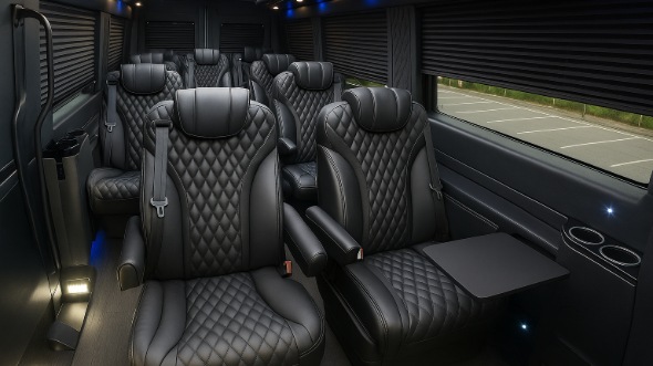Interior of Charter Bus Company Sugar Land's 15 Passenger Mini Bus in Sugar Land