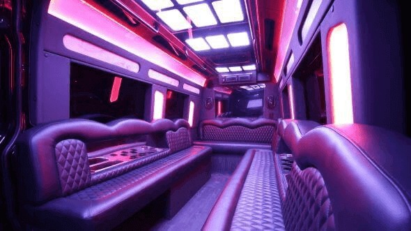 Interior of Charter Bus Company Texas City's 18 Passenger Party Bus in Texas City