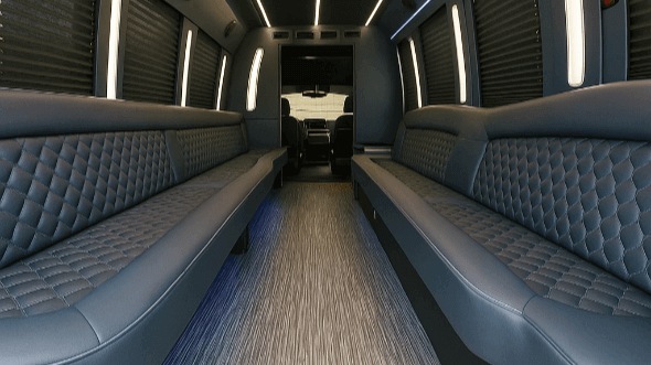Interior of Charter Bus Company Conroe's 20 Passenger Party Bus in Conroe