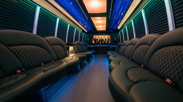 Interior of Charter Bus Company Galveston's 20 Passenger Party Bus in Galveston