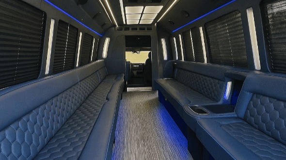 Interior of Charter Bus Company Houston's 20 Passenger Party Bus in Houston