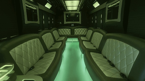 Interior of Charter Bus Company Conroe's 25 Passenger Party Bus in Conroe