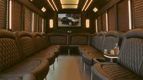 Interior of Charter Bus Company Pasadena's 25 Passenger Party Bus in Pasadena