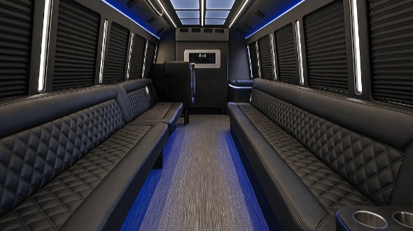 Interior of Charter Bus Company Missouri City's 28 Passenger Party Bus in Missouri City