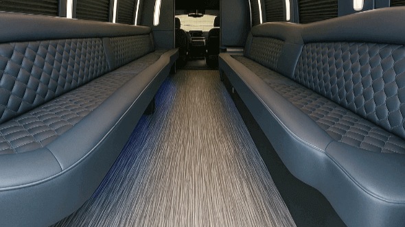 Interior of Charter Bus Company Pearland's 28 Passenger Party Bus in Pearland