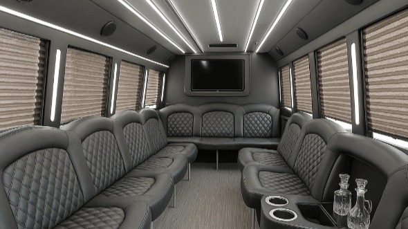 Interior of Charter Bus Company League City's 30 Passenger Party Bus in League City
