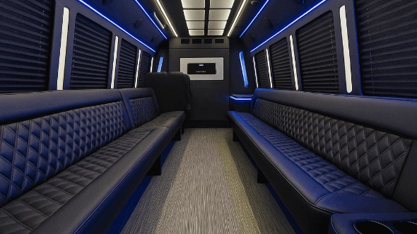 Interior of Charter Bus Company Pasadena's 30 Passenger Party Bus in Pasadena