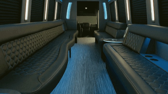 Interior of Charter Bus Company Conroe's 40 Passenger Party Bus in Conroe