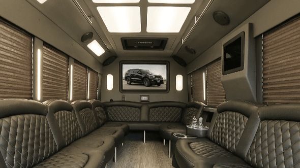 Interior of Charter Bus Company Pasadena's 40 Passenger Party Bus in Pasadena