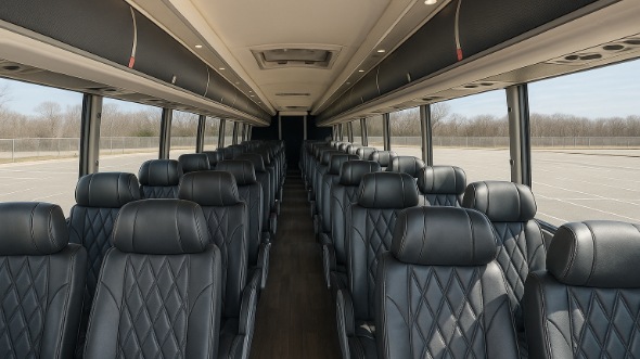 Interior of Charter Bus Company Sugar Land's 46 Passenger Charter Bus in Sugar Land