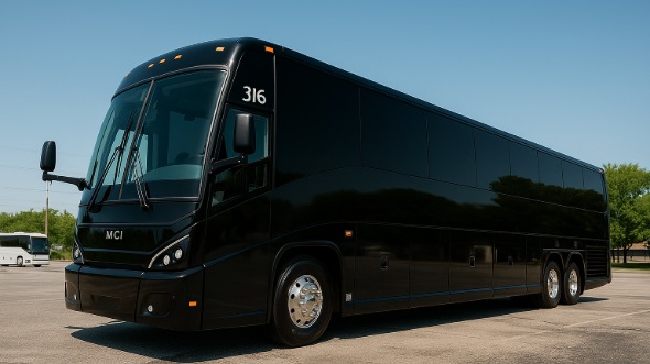 Exterior of Charter Bus Company Sugar Land's 46 Passenger Charter Bus in Sugar Land