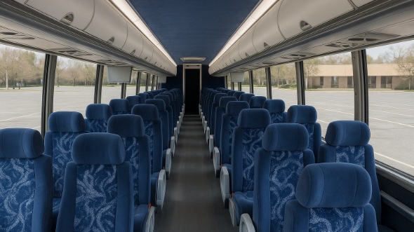 Interior of Charter Bus Company Sugar Land's 47 Passenger Charter Bus in Sugar Land