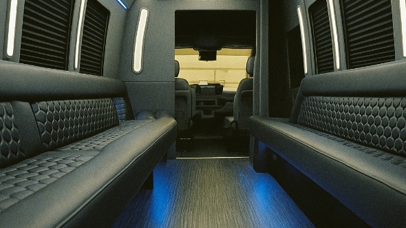 Interior of Charter Bus Company League City's 50 Passenger Party Bus in League City