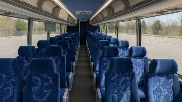 Interior of Charter Bus Company Sugar Land's 56 Passenger Charter Bus in Sugar Land