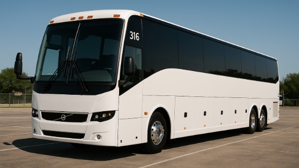 Exterior of Charter Bus Company Sugar Land's 56 Passenger Charter Bus in Sugar Land