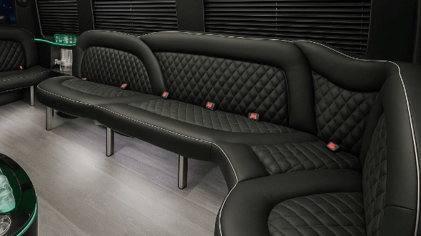 sugar land 18 passenger party bus interior
